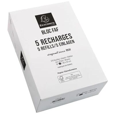 Exacompta 5 Recharges de Bureau pour Bloc FAF 21x13,5 cm Format N°4 - Publicité Exacompta 5 Recharges de Bureau pour Bloc FAF 21x13,5 cm Format N°4 - Publicité