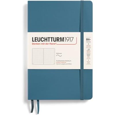 LEUCHTTURM1917 365643 Carnet Paperback (B6+), Couverture souple, 123 pages numérotées, Stone Blue, pointillé - Publicité LEUCHTTURM1917 365643 Carnet Paperback (B6+), Couverture souple, 123 pages numérotées, Stone Blue, pointillé - Publicité