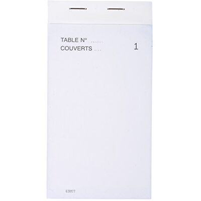 Exacompta Réf. 96201E Paquet de 10 blocs Maître d'Hôtel Carnet de commande pour restaurants 50 feuillets blancs autocopiants en 2 exemplaires numérotés Format vertical 8 x 15 cm - Publicité Exacompta Réf. 96201E Paquet de 10 blocs Maître d'Hôtel Carnet de commande pour restaurants 50 feuillets blancs autocopiants en 2 exemplaires numérotés Format vertical 8 x 15 cm - Publicité