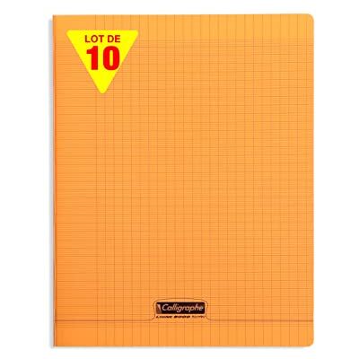 Calligraphe 18198C Un Paquet de 10 Cahiers Piqués (Gamme 8000 de Clairefontaine) 96 Pages 24X32 cm 90G Grands Carreaux, Couverture Polypro (Plastique), Orange - Publicité Calligraphe 18198C Un Paquet de 10 Cahiers Piqués (Gamme 8000 de Clairefontaine) 96 Pages 24X32 cm 90G Grands Carreaux, Couverture Polypro (Plastique), Orange - Publicité