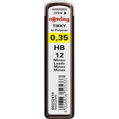 Rotring Lot de 3 Etuis de 12 mines Tikky Pour porte-mines 0,35 mm HB - Publicité Rotring Lot de 3 Etuis de 12 mines Tikky Pour porte-mines 0,35 mm HB - Publicité