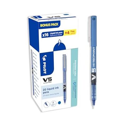 PILOT Lot de 20 V5 Stylos Roller à Encre Liquide à Pointe Fine pour une Écriture Fluide et Précise Séchage Rapide, ne fuit pas Bleu Pointe Fine (0,5mm) - Publicité PILOT Lot de 20 V5 Stylos Roller à Encre Liquide à Pointe Fine pour une Écriture Fluide et Précise Séchage Rapide, ne fuit pas Bleu Pointe Fine (0,5mm) - Publicité