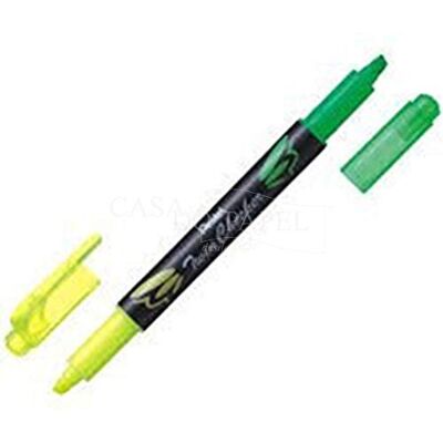 Pentel SLW8-GK TWIN CHECKER Surligneur à 2 pointes Jaune/vert - Publicité Pentel SLW8-GK TWIN CHECKER Surligneur à 2 pointes Jaune/vert - Publicité