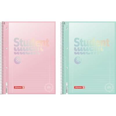 BRUNNEN Bloc-notes Premium Student « Pastel » A4, linéature 27, 80 feuilles, assorties - Publicité BRUNNEN Bloc-notes Premium Student « Pastel » A4, linéature 27, 80 feuilles, assorties - Publicité