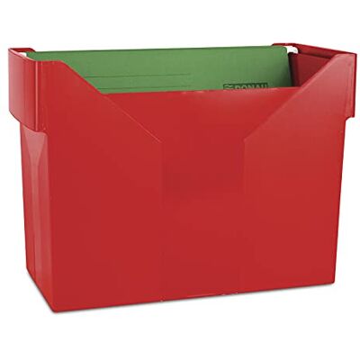 DONAU Boîte à dossiers suspendus en plastique incassable avec 5 dossiers suspendus A4 / Boîte à fichiers pratique A4 / Rouge - Publicité DONAU Boîte à dossiers suspendus en plastique incassable avec 5 dossiers suspendus A4 / Boîte à fichiers pratique A4 / Rouge - Publicité
