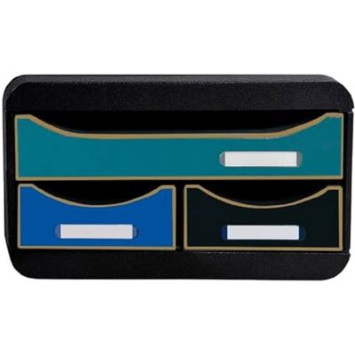 Exacompta Réf. 311505D SMALL-BOX mini 3 tiroirs Néo Déco 1 tiroir pour documents au format A4+ 2 tiroirs fins pour les petits accessoires, stylos, notes Dimensions 34,7 x 27,8 x 13,5 cm - Publicité Exacompta Réf. 311505D SMALL-BOX mini 3 tiroirs Néo Déco 1 tiroir pour documents au format A4+ 2 tiroirs fins pour les petits accessoires, stylos, notes Dimensions 34,7 x 27,8 x 13,5 cm - Publicité