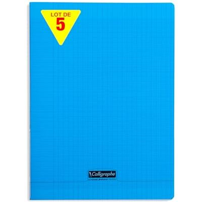 Calligraphe 18292Cpack Un lot de 5 Cahiers Agrafés Bleus (une Marque de Clairefontaine) 24x32 cm 140 Pages Grands Carreaux Papier Blanc 90 g Couverture Polypro Transparent - Publicité Calligraphe 18292Cpack Un lot de 5 Cahiers Agrafés Bleus (une Marque de Clairefontaine) 24x32 cm 140 Pages Grands Carreaux Papier Blanc 90 g Couverture Polypro Transparent - Publicité