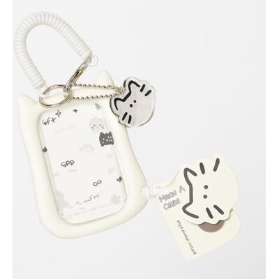 LeGeYo Étui carte photo K‑Pop, porte‑badge transparent double face avec coque en silicone chat & cordon spiralé/mousqueton/chaînette, pour 2 cartes, porte‑clés carte étudiant/transport - Publicité LeGeYo Étui carte photo K‑Pop, porte‑badge transparent double face avec coque en silicone chat & cordon spiralé/mousqueton/chaînette, pour 2 cartes, porte‑clés carte étudiant/transport - Publicité