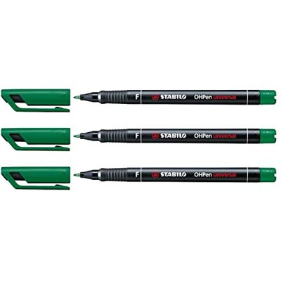 STABILO Lot de 3 Feutres pour Transparent OHPen Permanent Pte fine Vert - Publicité STABILO Lot de 3 Feutres pour Transparent OHPen Permanent Pte fine Vert - Publicité