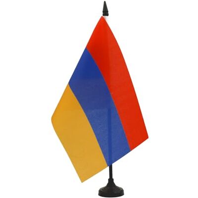 AZ FLAG Drapeau De Table Arménie 21x14 cm Petit Drapeau Arménien De Bureau 100% Polyester Avec Hampe De 25cm Et Socle En Plastique Noir - Publicité AZ FLAG Drapeau De Table Arménie 21x14 cm Petit Drapeau Arménien De Bureau 100% Polyester Avec Hampe De 25cm Et Socle En Plastique Noir - Publicité
