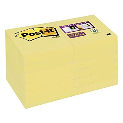 Post-It Notes Autocollantes Super Sticky, Pack Promo, 12 Blocs, 90 Feuilles par Bloc, 47,6 mm x 47,6 mm, Jaune Pastel Feuillets Super Adhésifs pour Prise de Notes, Listes de Tâches et Rappels - Publicité Post-It Notes Autocollantes Super Sticky, Pack Promo, 12 Blocs, 90 Feuilles par Bloc, 47,6 mm x 47,6 mm, Jaune Pastel Feuillets Super Adhésifs pour Prise de Notes, Listes de Tâches et Rappels - Publicité