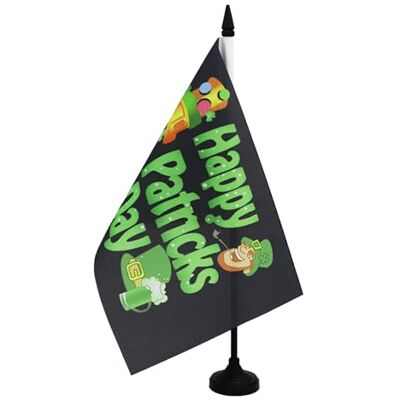 AZ FLAG Drapeau De Table Happy Saint Patrick's Day Noir 21x14 cm Petit Drapeau De St Paddy’S Day De Bureau 100% Polyester Avec Hampe De 25cm Et Socle En Plastique Noir - Publicité AZ FLAG Drapeau De Table Happy Saint Patrick's Day Noir 21x14 cm Petit Drapeau De St Paddy’S Day De Bureau 100% Polyester Avec Hampe De 25cm Et Socle En Plastique Noir - Publicité