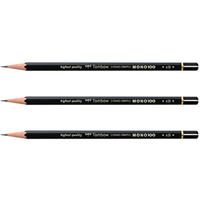 Tombow Lot de 3 Crayons Graphite Haute Qualité MONO 100 4B - Publicité Tombow Lot de 3 Crayons Graphite Haute Qualité MONO 100 4B - Publicité