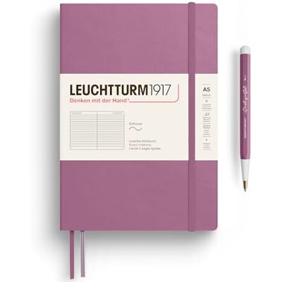 LEUCHTTURM1917 372202 Carnet de notes Medium (A5) 14,5 x 21 cm, Couverture souple, 123 pages numérotees, Dusty Rose, ligné - Publicité LEUCHTTURM1917 372202 Carnet de notes Medium (A5) 14,5 x 21 cm, Couverture souple, 123 pages numérotees, Dusty Rose, ligné - Publicité