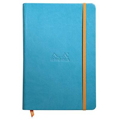Rhodia 118747C Carnet Rigide Turquoise A5 14,8 x 21 cm Ligné 192 pages Papier Clairefontaine Ivoire 90 g/m² Marque-Page, Fermeture Élastique Couverture Simili Cuir - Publicité Rhodia 118747C Carnet Rigide Turquoise A5 14,8 x 21 cm Ligné 192 pages Papier Clairefontaine Ivoire 90 g/m² Marque-Page, Fermeture Élastique Couverture Simili Cuir - Publicité