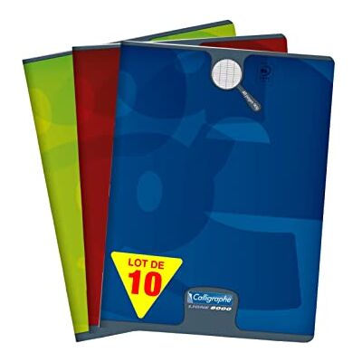 Calligraphe 108792C Lot de 10 Cahiers Agrafés (une Marque de Clairefontaine) 24x32 cm 48 Pages Grands Carreaux Papier Blanc 90 g Couverture Carte Recyclée Pelliculée Couleurs Aléatoires - Publicité Calligraphe 108792C Lot de 10 Cahiers Agrafés (une Marque de Clairefontaine) 24x32 cm 48 Pages Grands Carreaux Papier Blanc 90 g Couverture Carte Recyclée Pelliculée Couleurs Aléatoires - Publicité