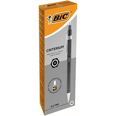 BIC Criterium Porte-Mines 0,7 mm HB Noir, Boîte de 12 - Publicité BIC Criterium Porte-Mines 0,7 mm HB Noir, Boîte de 12 - Publicité