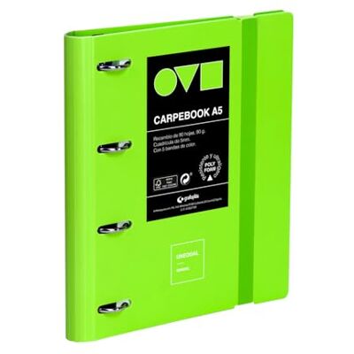 Grafoplás Grafoplas Classeur 4 anneaux A5 en polyfoam résistant et ultra léger Vert Avec recharge 25 mm Idéal pour organiser les fournitures scolaires - Publicité Grafoplás Grafoplas Classeur 4 anneaux A5 en polyfoam résistant et ultra léger Vert Avec recharge 25 mm Idéal pour organiser les fournitures scolaires - Publicité