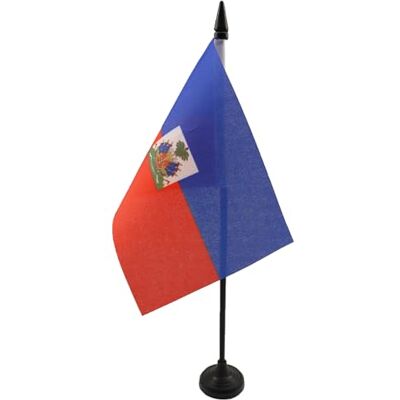 AZ FLAG Drapeau De Table Haïti 15x10 cm Mini Drapeau Haïtien De Bureau 100% Polyester Avec Hampe De 25cm Et Socle En Plastique Noir - Publicité AZ FLAG Drapeau De Table Haïti 15x10 cm Mini Drapeau Haïtien De Bureau 100% Polyester Avec Hampe De 25cm Et Socle En Plastique Noir - Publicité