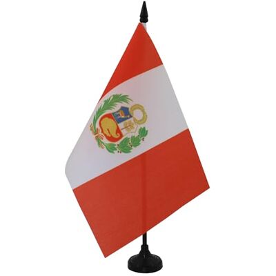 AZ FLAG Drapeau De Table Pérou 21x14 cm Petit Drapeau Péruvien De Bureau 100% Polyester Avec Hampe De 25cm Et Socle En Plastique Noir - Publicité AZ FLAG Drapeau De Table Pérou 21x14 cm Petit Drapeau Péruvien De Bureau 100% Polyester Avec Hampe De 25cm Et Socle En Plastique Noir - Publicité