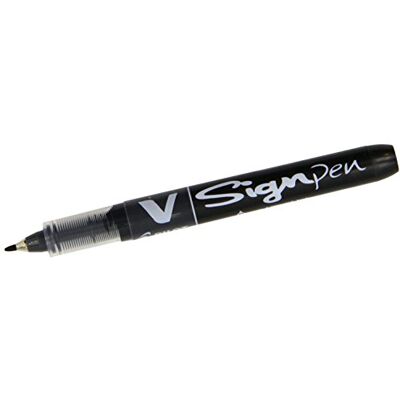 PILOT V-Sign Pen Lot de 12 Stylo feutre Pointe en nylon largeur de trait 0,6 mm Encre liquide Noire - Publicité PILOT V-Sign Pen Lot de 12 Stylo feutre Pointe en nylon largeur de trait 0,6 mm Encre liquide Noire - Publicité