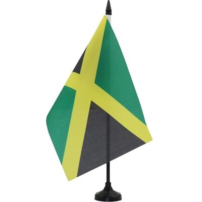 AZ FLAG Drapeau De Table Jamaïque 21x14 cm Petit Drapeau Jamaïcain De Bureau 100% Polyester Avec Hampe De 25cm Et Socle En Plastique Noir - Publicité AZ FLAG Drapeau De Table Jamaïque 21x14 cm Petit Drapeau Jamaïcain De Bureau 100% Polyester Avec Hampe De 25cm Et Socle En Plastique Noir - Publicité