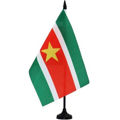 AZ FLAG Drapeau De Table Suriname 21x14 cm Petit Drapeau Surinamien De Bureau 100% Polyester Avec Hampe De 25cm Et Socle En Plastique Noir - Publicité AZ FLAG Drapeau De Table Suriname 21x14 cm Petit Drapeau Surinamien De Bureau 100% Polyester Avec Hampe De 25cm Et Socle En Plastique Noir - Publicité