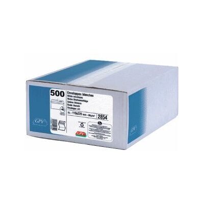 GPV paquet de 500 Enveloppes blanches, DL, 110 x 220 mm, sans fenêtre - Publicité GPV paquet de 500 Enveloppes blanches, DL, 110 x 220 mm, sans fenêtre - Publicité