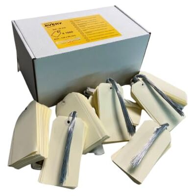 Avery Boîte de 1000 Étiquettes Américaines Kraft avec Fil de Fer 120 x 60 mm Étiquette Prix Vêtement Carton avec Trou Étiquette Brocante Boutique Organisation Stock - Publicité Avery Boîte de 1000 Étiquettes Américaines Kraft avec Fil de Fer 120 x 60 mm Étiquette Prix Vêtement Carton avec Trou Étiquette Brocante Boutique Organisation Stock - Publicité