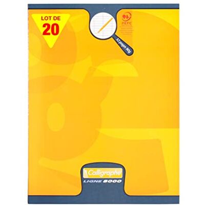 Calligraphe 108702C Un Lot de 20 Cahiers Agrafés Jaunes (une Marque de Clairefontaine) 17x22 cm 32 Pages Grands Carreaux 2,5 mm Agrandis 10/10 Papier 90 g Couverture Carte Offset - Publicité Calligraphe 108702C Un Lot de 20 Cahiers Agrafés Jaunes (une Marque de Clairefontaine) 17x22 cm 32 Pages Grands Carreaux 2,5 mm Agrandis 10/10 Papier 90 g Couverture Carte Offset - Publicité