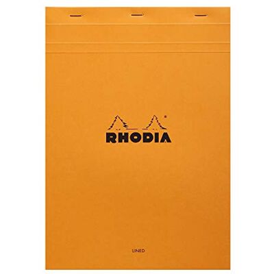Rhodia 18600C Bloc Agrafé N°18 Orange A4 21 x 29,7 cm Ligné 80 feuillets - Publicité Rhodia 18600C Bloc Agrafé N°18 Orange A4 21 x 29,7 cm Ligné 80 feuillets - Publicité