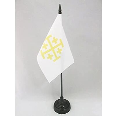 AZ FLAG Drapeau De Table Royaume de Jérusalem 15x10 cm Mini Drapeau Du Regnum Hierosolimitanum De Bureau 100% Polyester Avec Hampe De 25cm Et Socle En Plastique Noir - Publicité AZ FLAG Drapeau De Table Royaume de Jérusalem 15x10 cm Mini Drapeau Du Regnum Hierosolimitanum De Bureau 100% Polyester Avec Hampe De 25cm Et Socle En Plastique Noir - Publicité