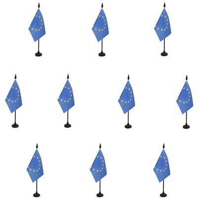 AZ FLAG Lot de 10 Drapeaux de Table Europe 15x10 cm Socle Plastique Usage intérieur Drapeau de bureau européen finition cousue et bords renforcés avec mât en plastique et socle en plastique - Publicité AZ FLAG Lot de 10 Drapeaux de Table Europe 15x10 cm Socle Plastique Usage intérieur Drapeau de bureau européen finition cousue et bords renforcés avec mât en plastique et socle en plastique - Publicité