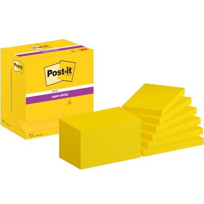 Post-It Notes Autocollantes Super Sticky, Jaune, Pack de 12 Blocs, 90 Feuilles par Bloc, 76 mm x 127 mm Feuillets Super Adhésifs pour Prise de Notes, Listes de Tâches et Rappels - Publicité Post-It Notes Autocollantes Super Sticky, Jaune, Pack de 12 Blocs, 90 Feuilles par Bloc, 76 mm x 127 mm Feuillets Super Adhésifs pour Prise de Notes, Listes de Tâches et Rappels - Publicité
