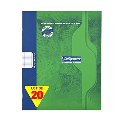 Calligraphe 2148C Un paquet de 20 cahiers de brouillon (gamme 7000 de Clairefontaine) 48 pages 17x22 cm 56g grands carreaux 100% recyclé - Publicité Calligraphe 2148C Un paquet de 20 cahiers de brouillon (gamme 7000 de Clairefontaine) 48 pages 17x22 cm 56g grands carreaux 100% recyclé - Publicité