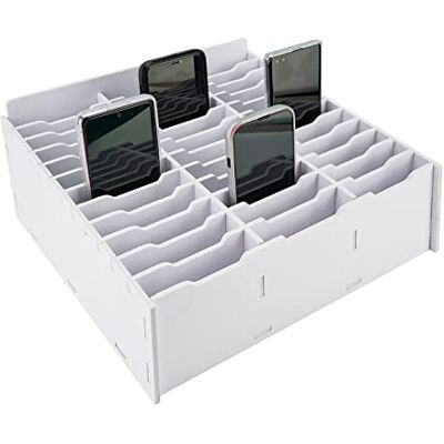Sanfurney Boîte de rangement pour téléphone portable à 36 emplacements pour salle de classe, calculatrice, organiseur de téléphone portable, blanc - Publicité Sanfurney Boîte de rangement pour téléphone portable à 36 emplacements pour salle de classe, calculatrice, organiseur de téléphone portable, blanc - Publicité