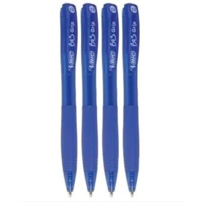 BIC Bu3 Grip 1.0 Bleu stylos à bille rétractables Lot de 4 articles de papeterie - Publicité BIC Bu3 Grip 1.0 Bleu stylos à bille rétractables Lot de 4 articles de papeterie - Publicité