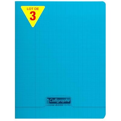 Calligraphe 18342Cpack Un lot de 3 Cahiers Agrafés Bleus (une Marque de Clairefontaine) 17x22 cm 192 Pages Grands Carreaux Papier Blanc 90 g Couverture Polypro Transparent - Publicité Calligraphe 18342Cpack Un lot de 3 Cahiers Agrafés Bleus (une Marque de Clairefontaine) 17x22 cm 192 Pages Grands Carreaux Papier Blanc 90 g Couverture Polypro Transparent - Publicité