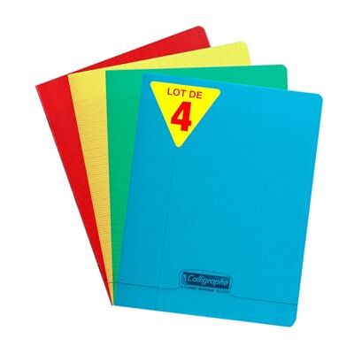 Calligraphe 18112AMZC Lot de 4 Cahiers Agrafés (une Marque de Clairefontaine) 17x22 cm 60 Pages Grands Carreaux Papier Blanc 90 g Couverture Polypro Transparent (Bleu, Rouge, Vert et Jaune) - Publicité Calligraphe 18112AMZC Lot de 4 Cahiers Agrafés (une Marque de Clairefontaine) 17x22 cm 60 Pages Grands Carreaux Papier Blanc 90 g Couverture Polypro Transparent (Bleu, Rouge, Vert et Jaune) - Publicité