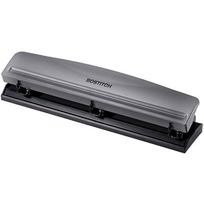 Bostitch 3 Perforatrice, 12 feuilles, gris (Kt-hp12-gray) - Publicité Bostitch 3 Perforatrice, 12 feuilles, gris (Kt-hp12-gray) - Publicité