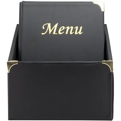SECURIT Box de 10 Porte-Menus Gamme Basique Format A4 Noir Similicuir 4 Inserts Fixes (8 Pages) Pour Restaurant, Café, Bar - Publicité SECURIT Box de 10 Porte-Menus Gamme Basique Format A4 Noir Similicuir 4 Inserts Fixes (8 Pages) Pour Restaurant, Café, Bar - Publicité