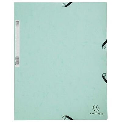 Exacompta Réf. 55533E 1 chemise à élastiques pochette 3 rabats en carte lustrée 400 g/m2 dimensions 24 x 32 cm pour documents au format A4 couleur vert pastel - Publicité Exacompta Réf. 55533E 1 chemise à élastiques pochette 3 rabats en carte lustrée 400 g/m2 dimensions 24 x 32 cm pour documents au format A4 couleur vert pastel - Publicité