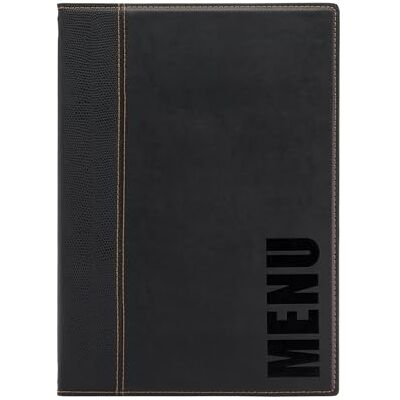 SECURIT Porte-Menu Trendy Line 1 Insert Fixe Double Face = 4 Pages A4 Possibilité d'Ajouter des Inserts Pour Café, Bar, Restaurant Similicuir PU Coloris Noir - Publicité SECURIT Porte-Menu Trendy Line 1 Insert Fixe Double Face = 4 Pages A4 Possibilité d'Ajouter des Inserts Pour Café, Bar, Restaurant Similicuir PU Coloris Noir - Publicité
