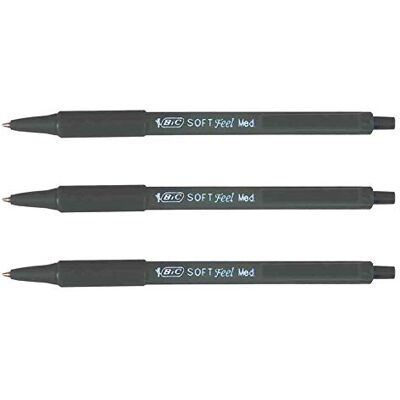 BIC Lot de 3 Stylos à bille rétractable Soft Feel Clic grip, noir - Publicité BIC Lot de 3 Stylos à bille rétractable Soft Feel Clic grip, noir - Publicité