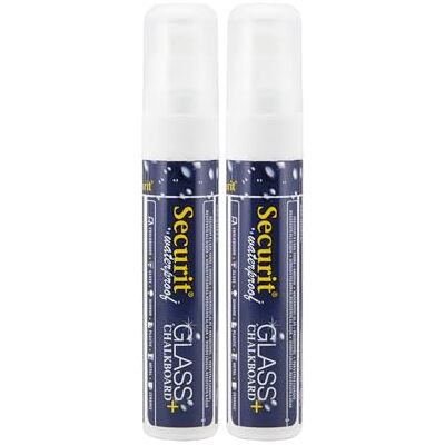 SECURIT Lot de 2 Marqueurs à Craie Liquide Imperméables Pour Surfaces Non Poreuses (Tableau Noir, Verre, Métal, Miroir) Pointe Large 7-15 mm Blanc - Publicité SECURIT Lot de 2 Marqueurs à Craie Liquide Imperméables Pour Surfaces Non Poreuses (Tableau Noir, Verre, Métal, Miroir) Pointe Large 7-15 mm Blanc - Publicité