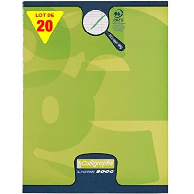 Calligraphe 108703C Un Lot de 20 Cahiers Agrafés Verts (une Marque de Clairefontaine) 17x22 cm 32 Pages Grands Carreaux 3 mm Agrandis 12/12 Papier 90 g Couverture Carte Offset - Publicité Calligraphe 108703C Un Lot de 20 Cahiers Agrafés Verts (une Marque de Clairefontaine) 17x22 cm 32 Pages Grands Carreaux 3 mm Agrandis 12/12 Papier 90 g Couverture Carte Offset - Publicité
