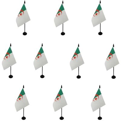 AZ FLAG Lot de 10 Drapeau De Table Algérie 15x10 cm 10 Mini Drapeaux Algérien De Bureau 100% Polyester Avec Hampe De 25cm Et Socle En Plastique Noir - Publicité AZ FLAG Lot de 10 Drapeau De Table Algérie 15x10 cm 10 Mini Drapeaux Algérien De Bureau 100% Polyester Avec Hampe De 25cm Et Socle En Plastique Noir - Publicité