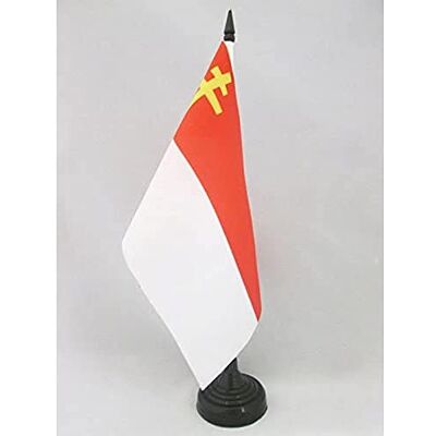 AZ FLAG Drapeau De Table République d'Alsace Lorraine 21x14 cm Petit Drapeau Alsacien Lorrain De Bureau 100% Polyester Avec Hampe De 25cm Et Socle En Plastique Noir - Publicité AZ FLAG Drapeau De Table République d'Alsace Lorraine 21x14 cm Petit Drapeau Alsacien Lorrain De Bureau 100% Polyester Avec Hampe De 25cm Et Socle En Plastique Noir - Publicité