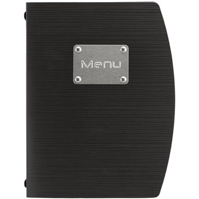 SECURIT Carte Gamme Rio A5 Couleur Noir Pour Restaurants, Cafés, Bars 1 Insert Double (4 Pages) Inclus Plaque Menu Acier Inox - Publicité SECURIT Carte Gamme Rio A5 Couleur Noir Pour Restaurants, Cafés, Bars 1 Insert Double (4 Pages) Inclus Plaque Menu Acier Inox - Publicité