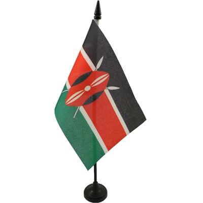 AZ FLAG Drapeau De Table Kenya 15x10 cm Mini Drapeau Kenyan De Bureau 100% Polyester Avec Hampe De 25cm Et Socle En Plastique Noir - Publicité AZ FLAG Drapeau De Table Kenya 15x10 cm Mini Drapeau Kenyan De Bureau 100% Polyester Avec Hampe De 25cm Et Socle En Plastique Noir - Publicité